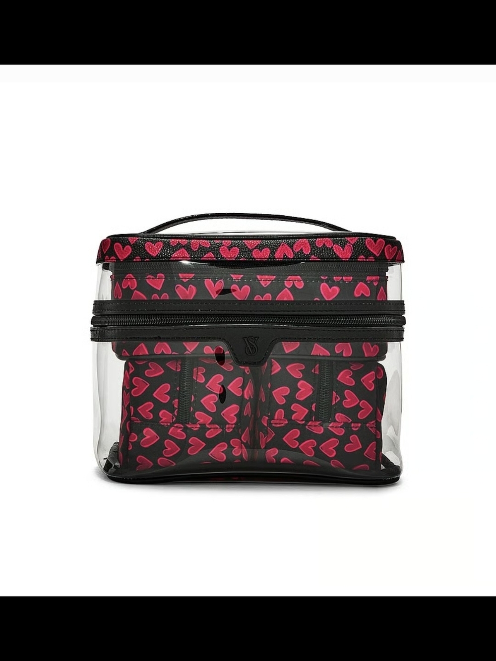 Victoria's Secret Travel Cosmetic Case with Pink Heart Print